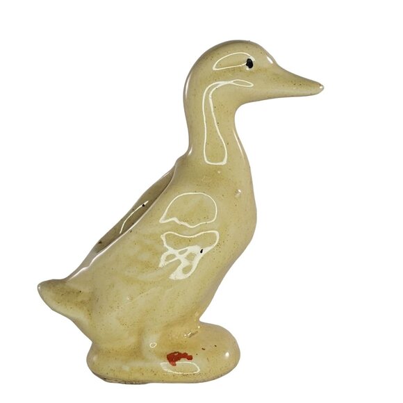 Vintage Ceramic Duck Planter Yellow Glaze Small Retro Decor Mid Century Modern - Picture 1 of 8